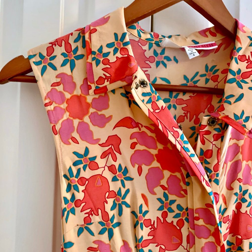 Pleated Silk Floral Dress - Picture 2 of 7